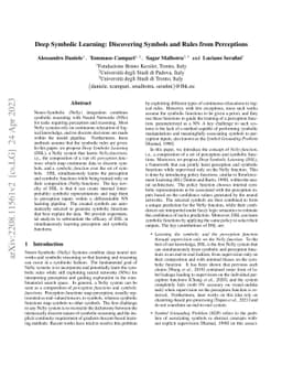 Deep Symbolic Learning: Discovering Symbols and Rules from Perceptions