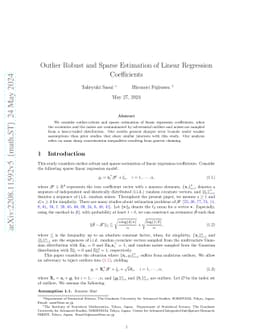 Outlier Robust and Sparse Estimation of Linear Regression Coefficients
