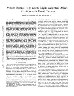 Motion Robust High-Speed Light-Weighted Object Detection With Event
  Camera