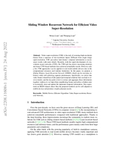 Sliding Window Recurrent Network for Efficient Video Super-Resolution