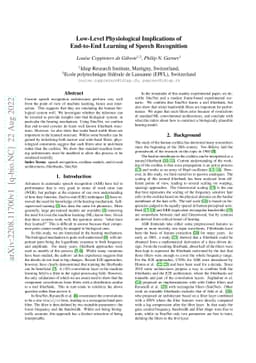 Low-Level Physiological Implications of End-to-End Learning of Speech
  Recognition