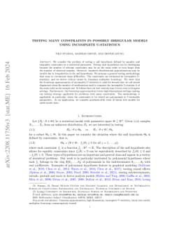 Testing Many Constraints in Possibly Irregular Models Using Incomplete
  U-Statistics