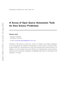 A Survey of Open Source Automation Tools for Data Science Predictions