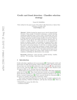 Credit card fraud detection - Classifier selection strategy