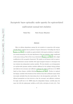 Asymptotic bayes optimality under sparsity for equicorrelated
  multivariate normal test statistics