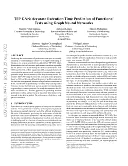 TEP-GNN: Accurate Execution Time Prediction of Functional Tests using
  Graph Neural Networks