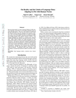 On Reality and the Limits of Language Data: Aligning LLMs with Human
  Norms