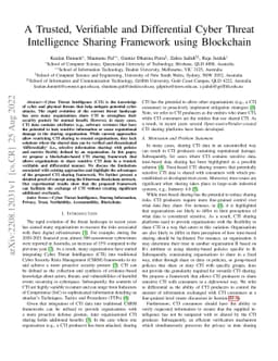 A Trusted, Verifiable and Differential Cyber Threat Intelligence Sharing
  Framework using Blockchain