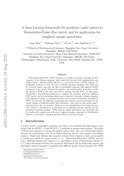 A deep learning framework for geodesics under spherical
  Wasserstein-Fisher-Rao metric and its application for weighted sample
  generation