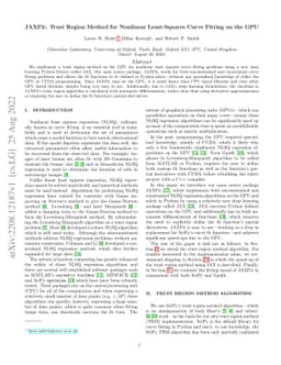 JAXFit: Trust Region Method for Nonlinear Least-Squares Curve Fitting on
  the GPU