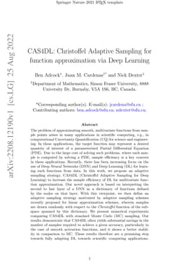 CAS4DL: Christoffel Adaptive Sampling for function approximation via
  Deep Learning