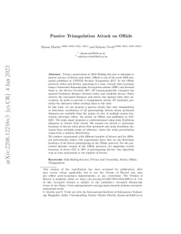 Passive Triangulation Attack on ORide