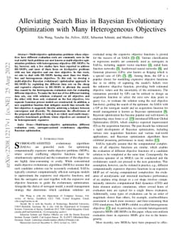Alleviating Search Bias in Bayesian Evolutionary Optimization with Many
  Heterogeneous Objectives
