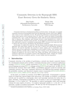 Community Detection in the Hypergraph SBM: Exact Recovery Given the
  Similarity Matrix