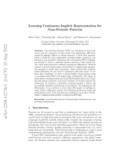 Learning Continuous Implicit Representation for Near-Periodic Patterns