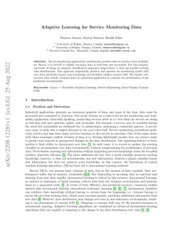 Adaptive Learning for Service Monitoring Data