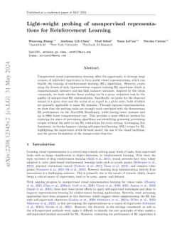 Light-weight probing of unsupervised representations for Reinforcement
  Learning