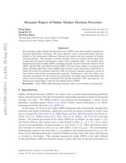 Dynamic Regret of Online Markov Decision Processes