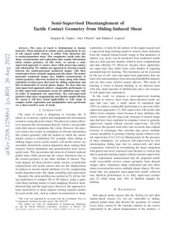 Semi-Supervised Disentanglement of Tactile Contact~Geometry from
  Sliding-Induced Shear