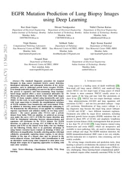EGFR Mutation Prediction of Lung Biopsy Images using Deep Learning
