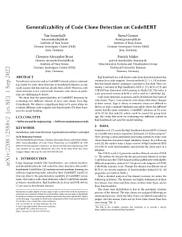 Generalizability of Code Clone Detection on CodeBERT