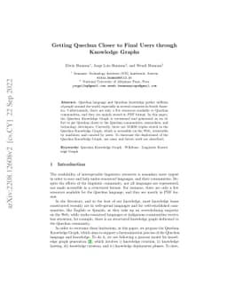 Getting Quechua Closer to Final Users through Knowledge Graphs