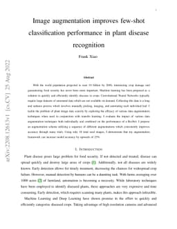 Image augmentation improves few-shot classification performance in plant
  disease recognition