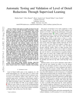 Automatic Testing and Validation of Level of Detail Reductions Through
  Supervised Learning