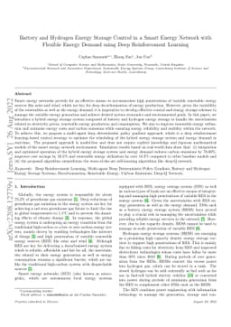 Battery and Hydrogen Energy Storage Control in a Smart Energy Network
  with Flexible Energy Demand using Deep Reinforcement Learning