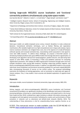 Solving large-scale MEG/EEG source localization and functional
  connectivity problems simultaneously using state-space models
