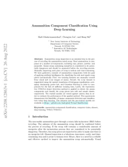 Ammunition Component Classification Using Deep Learning