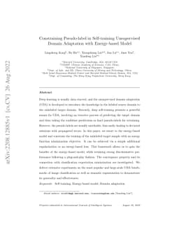Constraining Pseudo-label in Self-training Unsupervised Domain
  Adaptation with Energy-based Model