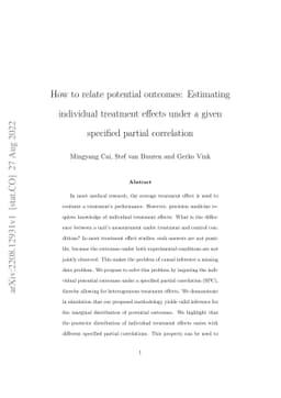 How to relate potential outcomes: Estimating individual treatment
  effects under a given specified partial correlation