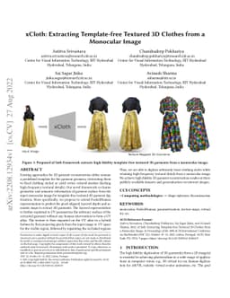 xCloth: Extracting Template-free Textured 3D Clothes from a Monocular
  Image
