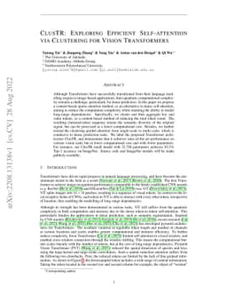 ClusTR: Exploring Efficient Self-attention via Clustering for Vision
  Transformers