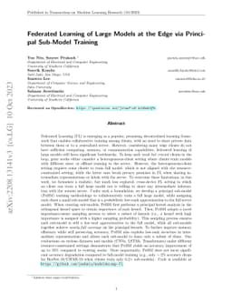 Federated Learning of Large Models at the Edge via Principal Sub-Model
  Training