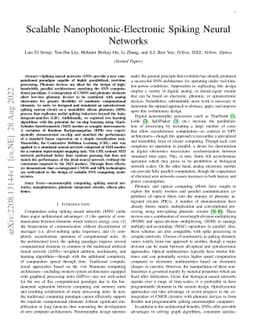 Scalable Nanophotonic-Electronic Spiking Neural Networks