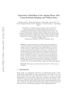 Generative Modelling of the Ageing Heart with Cross-Sectional Imaging
  and Clinical Data