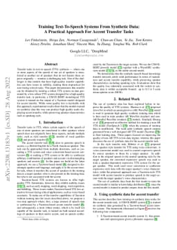 Training Text-To-Speech Systems From Synthetic Data: A Practical
  Approach For Accent Transfer Tasks