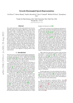 Towards Disentangled Speech Representations