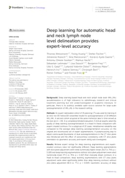 Deep learning for automatic head and neck lymph node level delineation
  provides expert-level accuracy