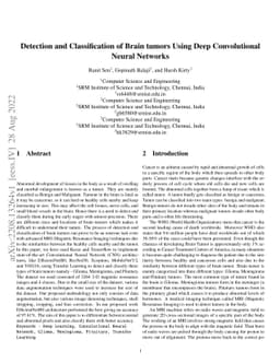 Detection and Classification of Brain tumors Using Deep Convolutional
  Neural Networks