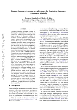 Podcast Summary Assessment: A Resource for Evaluating Summary Assessment
  Methods