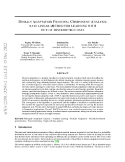 Domain Adaptation Principal Component Analysis: base linear method for
  learning with out-of-distribution data