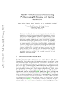 Minute ventilation measurement using Plethysmographic Imaging and
  lighting parameters