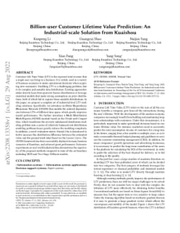Billion-user Customer Lifetime Value Prediction: An Industrial-scale
  Solution from Kuaishou