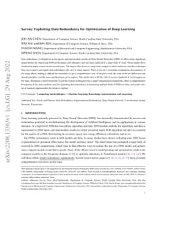 Survey: Exploiting Data Redundancy for Optimization of Deep Learning