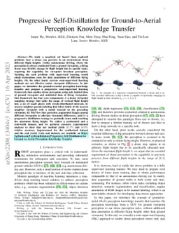 Progressive Self-Distillation for Ground-to-Aerial Perception Knowledge
  Transfer