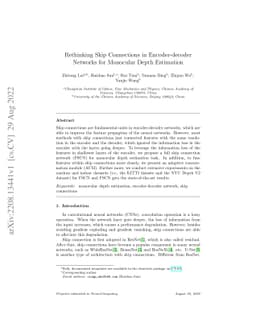 Rethinking Skip Connections in Encoder-decoder Networks for Monocular
  Depth Estimation