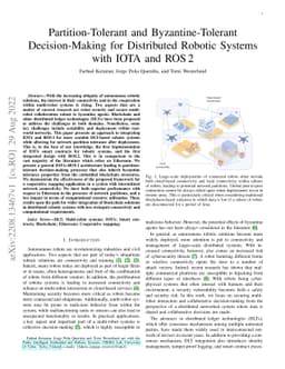 Partition-Tolerant and Byzantine-Tolerant Decision-Making for
  Distributed Robotic Systems with IOTA and ROS 2